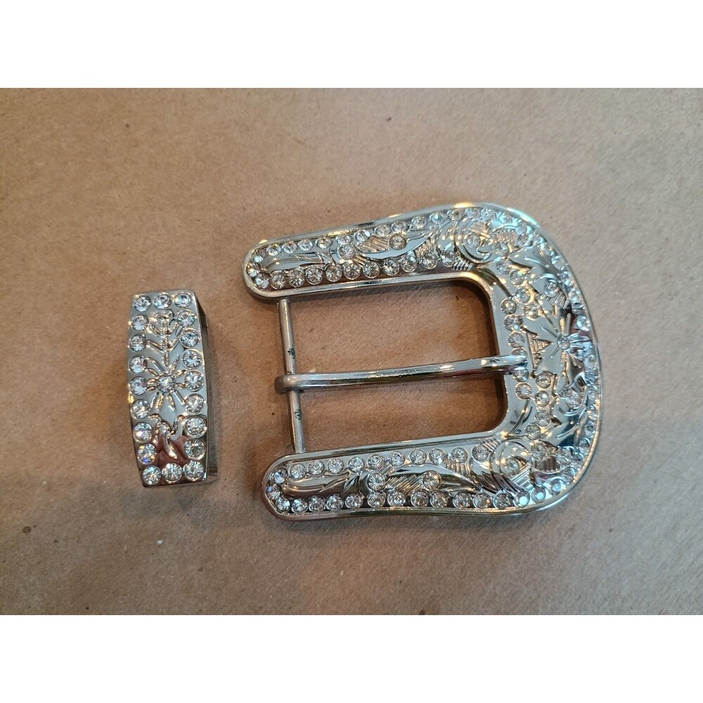 Womens Belt Buckle Set Rhinestone Cowgirl Heel Bar Horseshoe Western Fancy